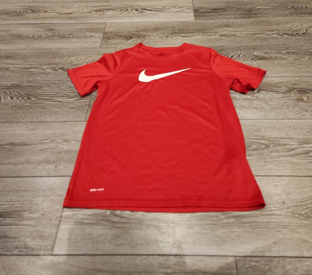 Nike Red Short-Sleeve Dri-FIT Tee with White Swoosh